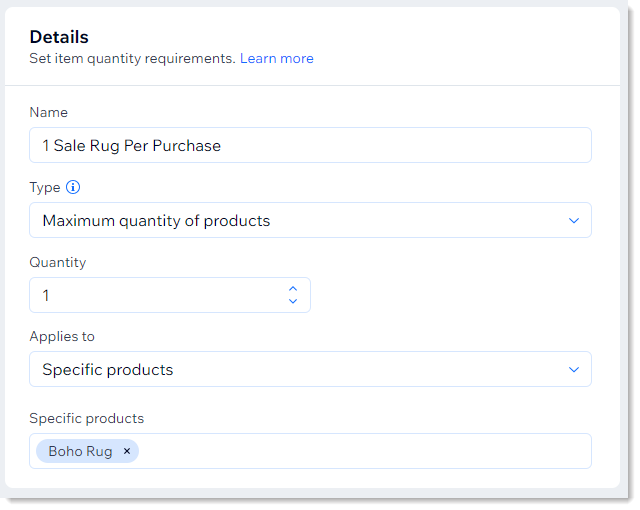 Screenshot of the setup screen for checkout requirements