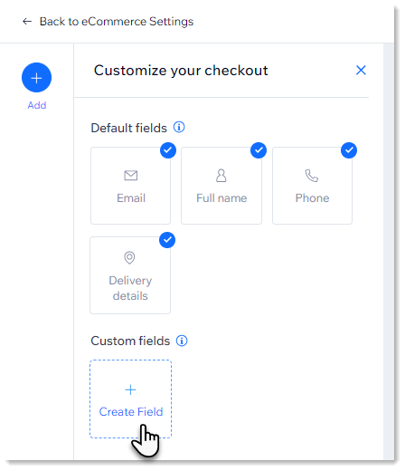 Screenshot des Checkout-Formular-Editors, der zeigt, wo du ein benutzerdefiniertes Feld hinzufügst