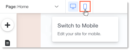 Screenshot showing how  to switch to mobile view in the Wix Editor