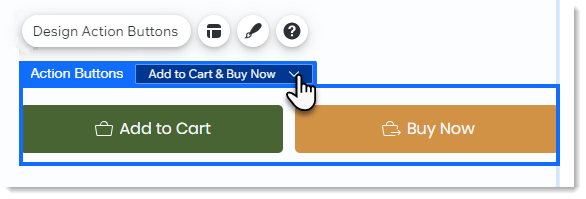 Captura de tela mostrando os botões de ação e o dropdown Botão de ação