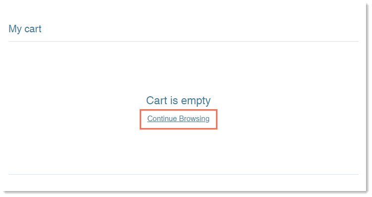 Screenshot of the Cart Page when it's empty