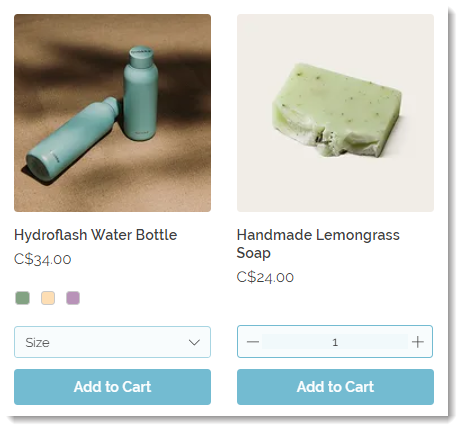 Screenshot of product in a Wix Store showing all elements with rounded corners