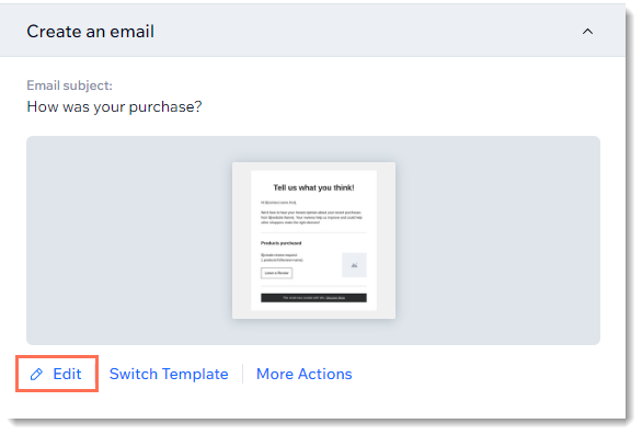 Screenshot of the automations page with the edit email link indicated