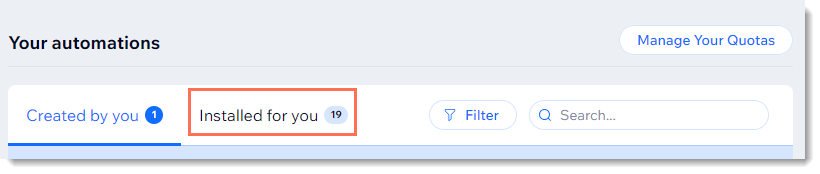 Screenshot of the Automations page with the Installed for you tab outlined