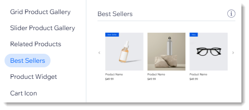 Screenshot of the Slider Product Gallery in the Add Panel