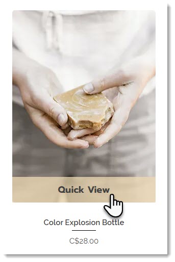 Screenshot di un prodotto in un negozio Wix con la Vista rapida abilitata