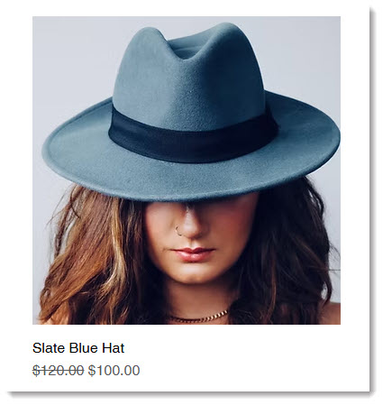 최종 가격 및 비교 가격을 보여주는 Wix 쇼핑몰의 쇼핑몰 제품 스크린샷