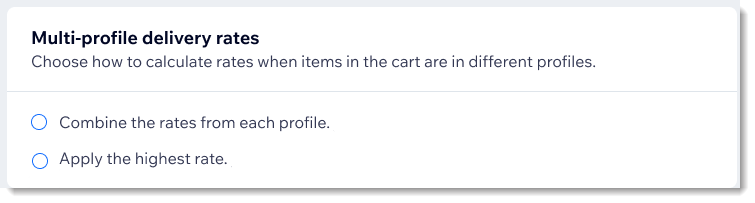 Screenshot of Wix delivery profiles selection how to display on live site