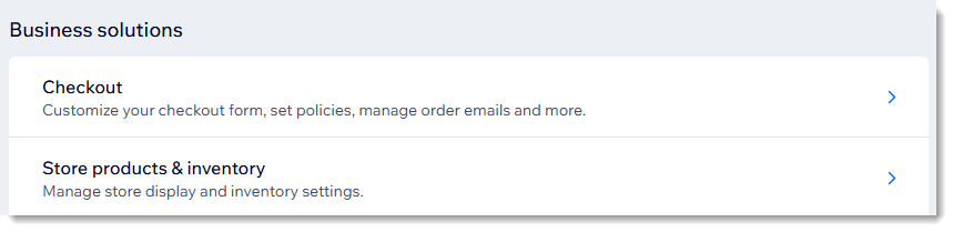 Screenshot of part of the Settings page in the Wix dashboard