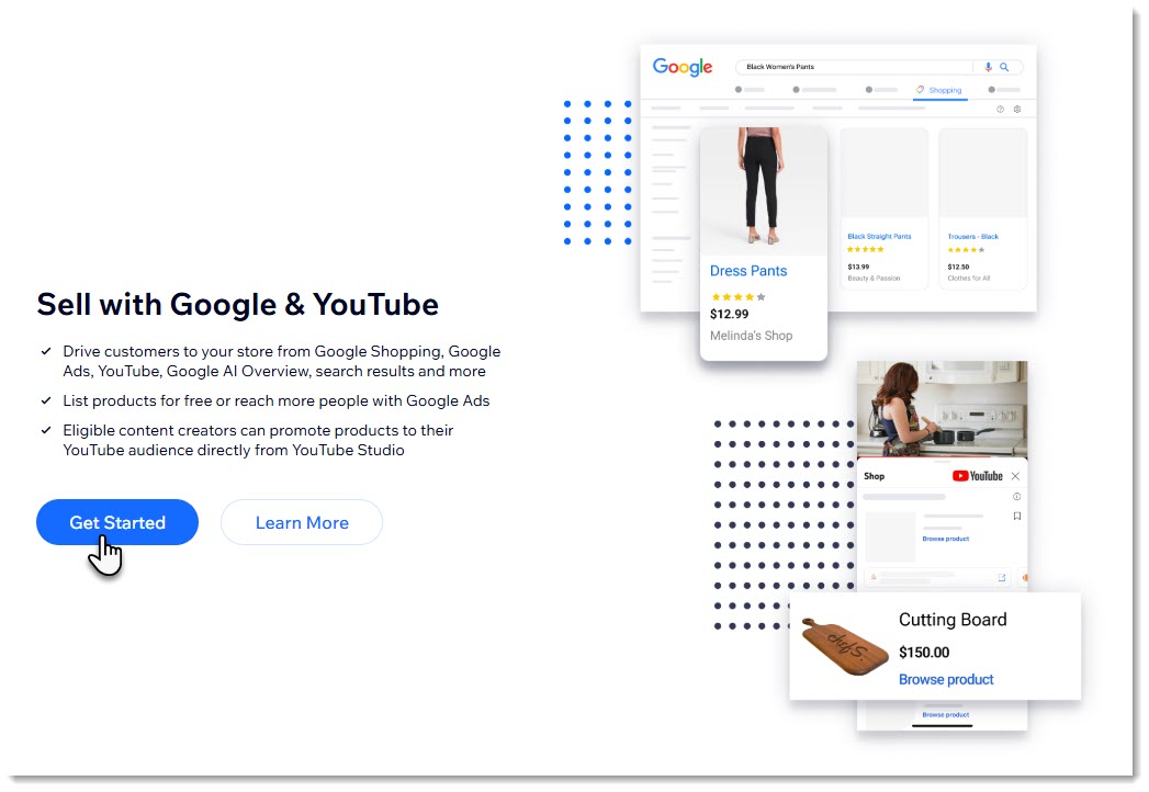 Wix'teki Google Merchant Center hesap sayfasının kurulumdan önceki ekran görüntüsü