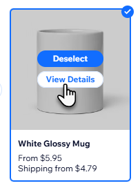 Screenshot of a POD product in Wix