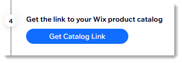 Screenshot of the Get Catalog Link in the TikTok page in the Wix dashboard