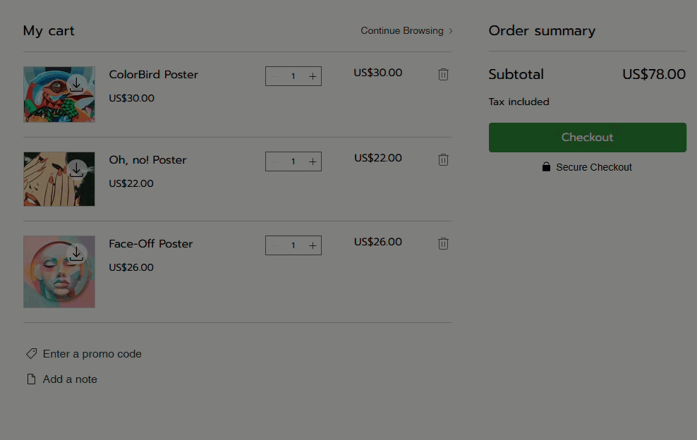 GIF showing a customer adding a coupon code in a Wix store