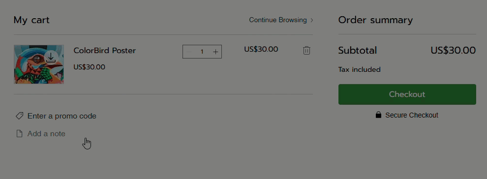 GIF showing a customer adding a coupon code in a Wix store