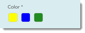 Screenshot van selecties van kleurenproductopties.
