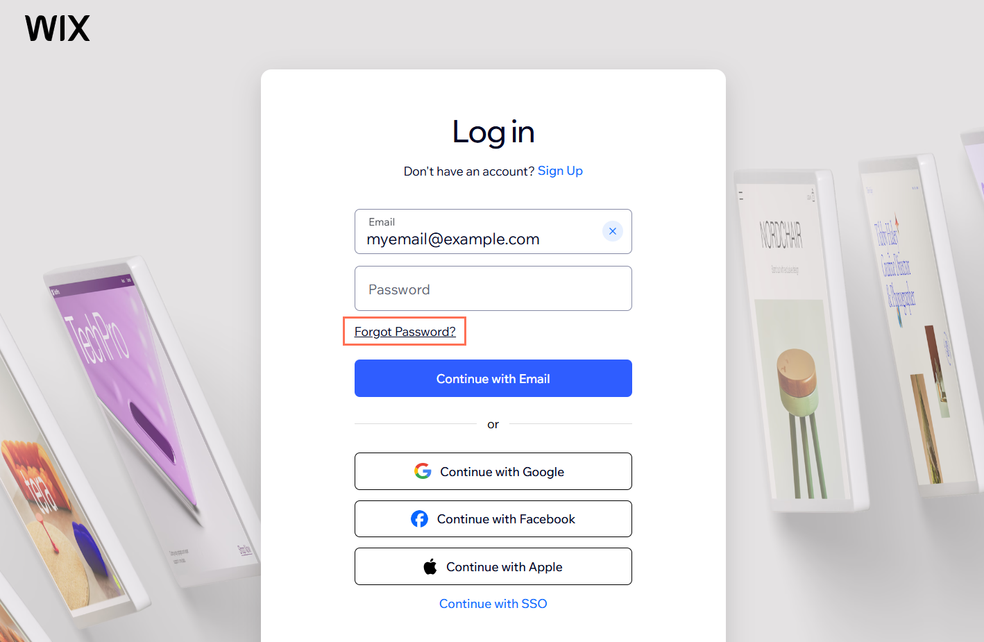 צילום מסך של הלינק Forgot Password בעמוד ההתחברות