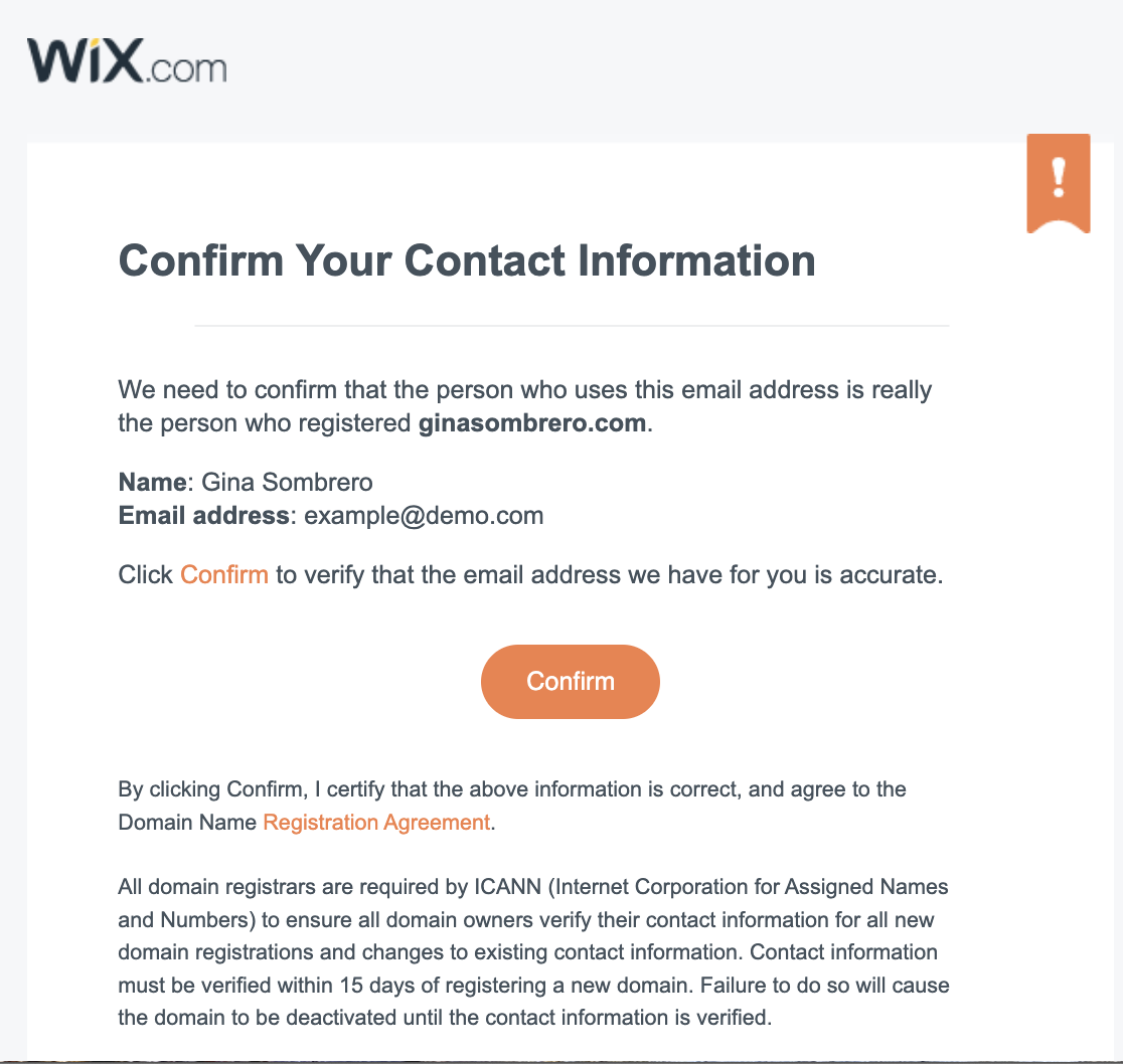 ICANN Confirming Your Domain Contact Information Help Center Wix