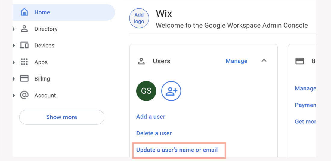 Image of Google Workspace admin console