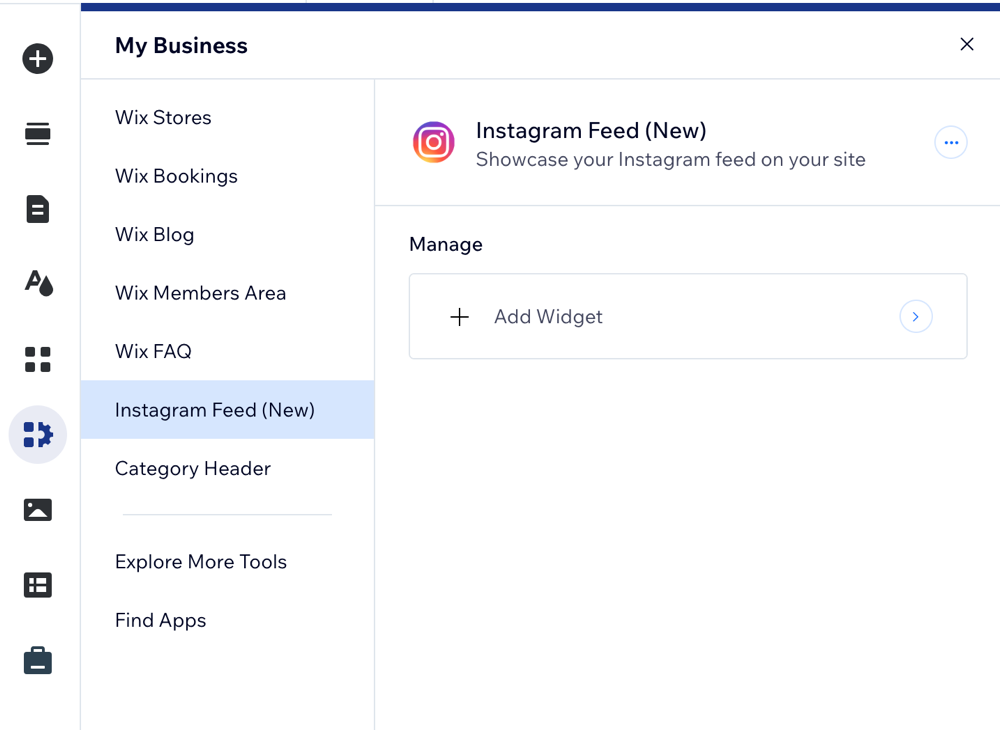 La scheda La mia attività è stata cliccata e la sezione Feed di Instagram (Nuova) è stata selezionata