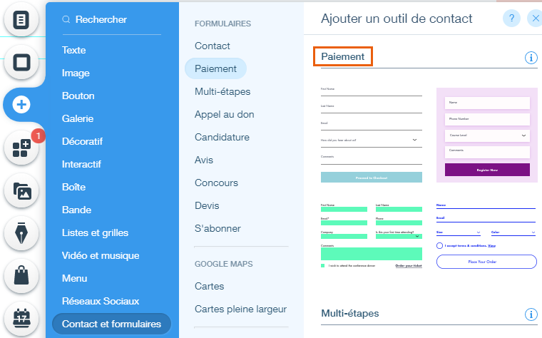 Formulaires Wix : Ajouter et configurer un formulaire de paiement ...