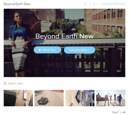 Screenshot dell'elemento Wix Video su un sito