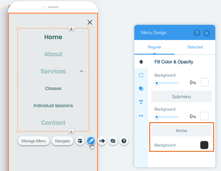 Wix Editor: Changing the Color of the Drop-Down Arrow on the Mobile ...