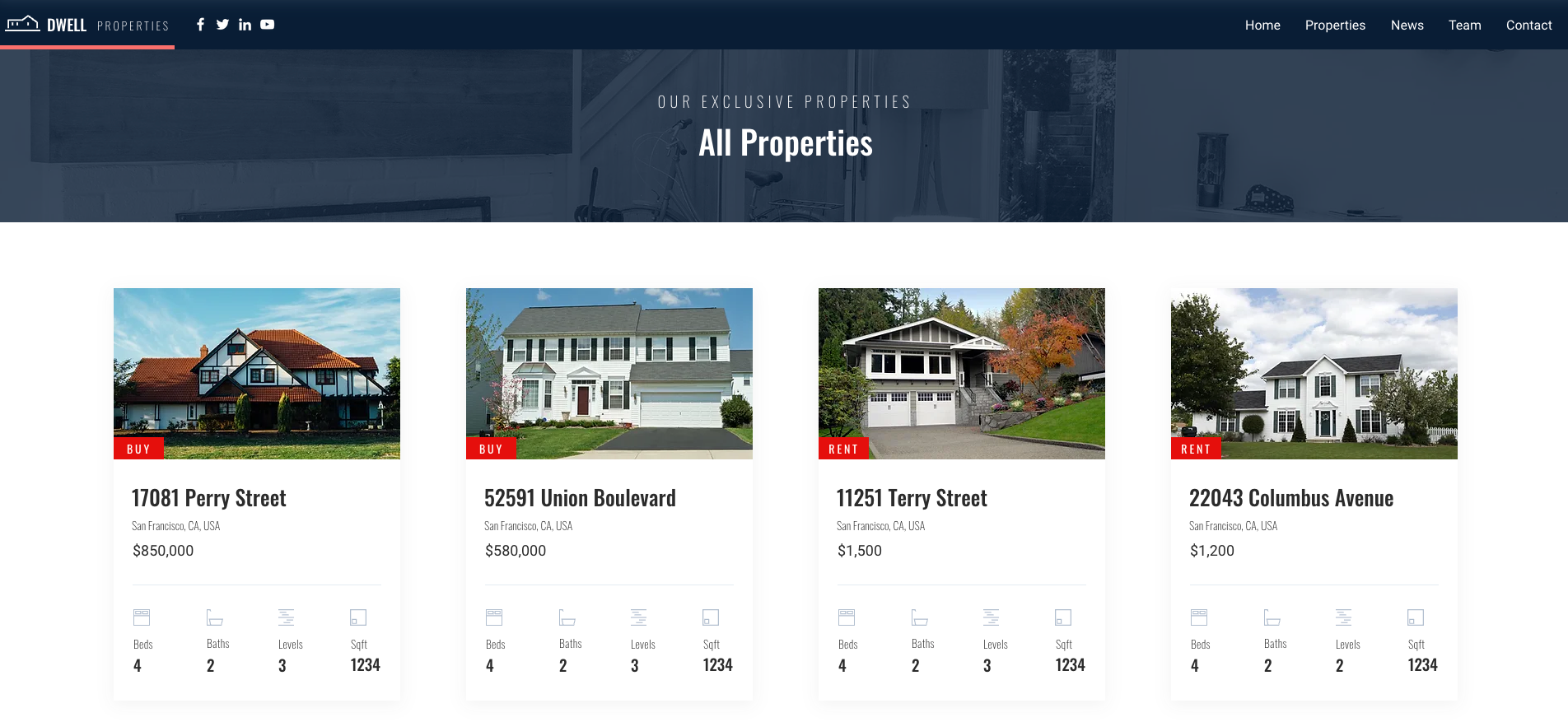 A Wix real estate website.