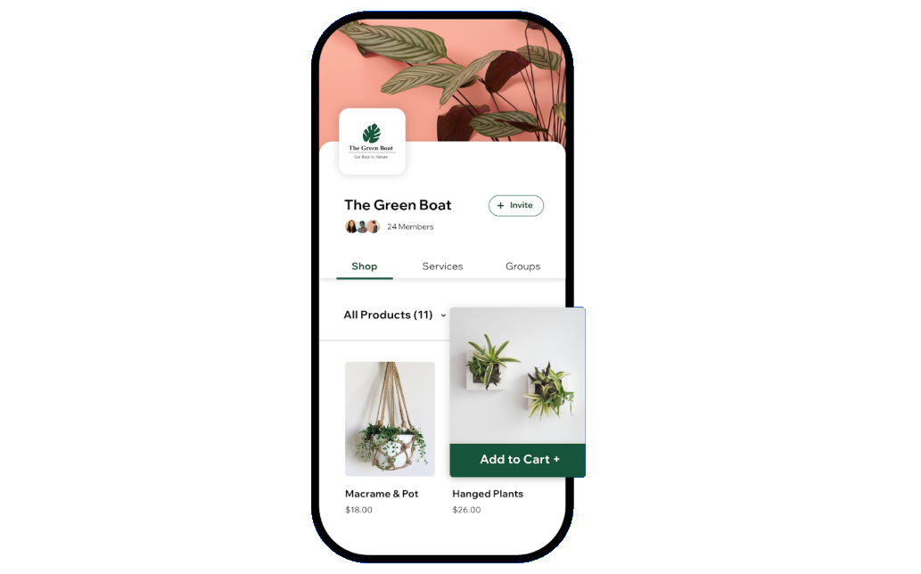 An online store on the Spaces by Wix app.