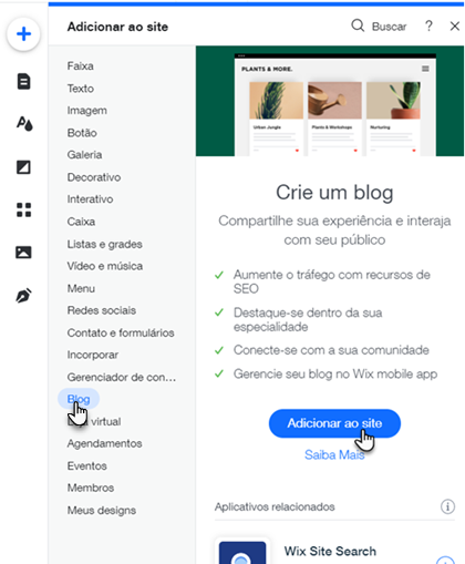 Wix Blog: adicionar e configurar um blog, Central de Ajuda