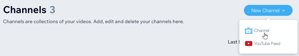 A screenshot showing the New Channel button where you select Channel to begin creating a new channel.