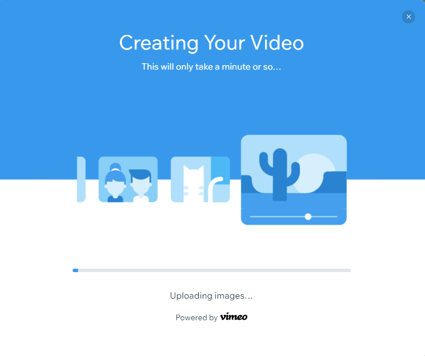 A screenshot showing the video creation screen while creating videos with Vimeo.