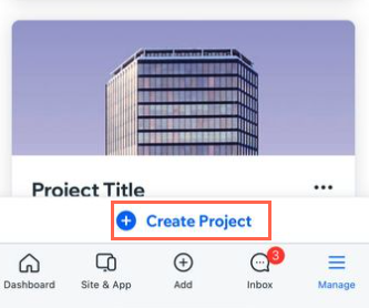 Screenshot, der den Button „Projekt erstellen“ in der Owner App zeigt