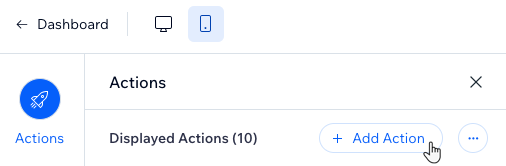 A screenshot showing the Add Action button.