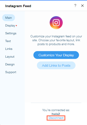 Screenshot, der zeigt, wie du die Verbindung zu deiner „Instagram Feed“-App trennst.