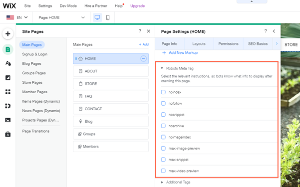 Using Robots Meta Tag | Help Center | Wix.com