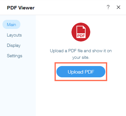 Screenshot che mostra l'opzione per caricare un PDF