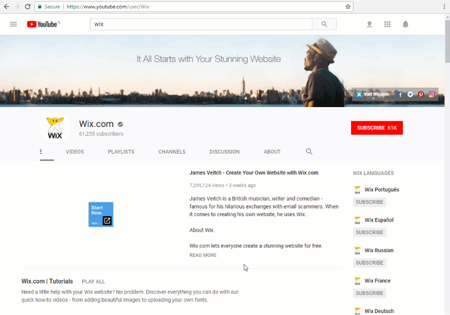 YouTube のプレイリストの URL を取得する方法を示した GIF。