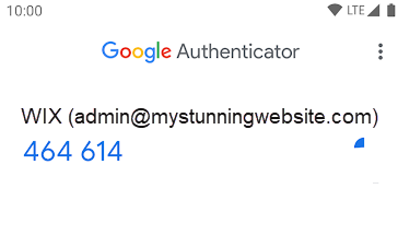 A screenshot of an authentication code in the Google Authenticator app.