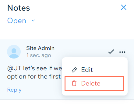 Delete a note on a blog post