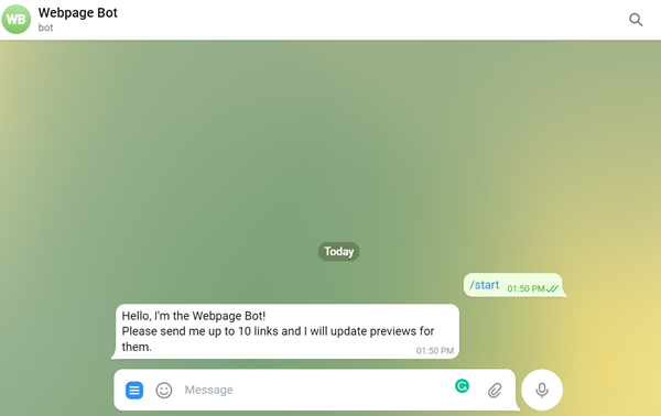 Updating your page's link preview image in Telegram.