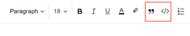 The Quote icon and Code Snippet icon in the toolbar.