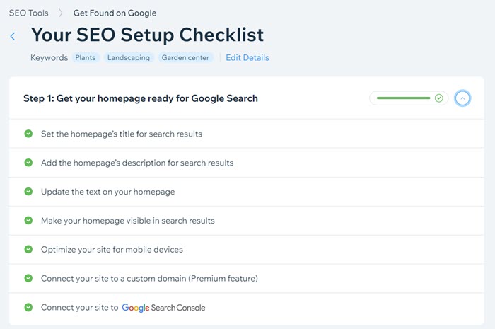 Connecter votre site à Google dans la Check-list de configuration du SEO