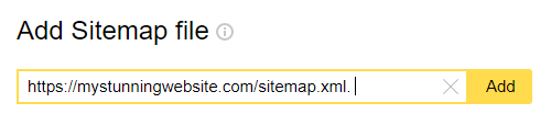 Submitting a sitemap in Yandex Webmaster Tools