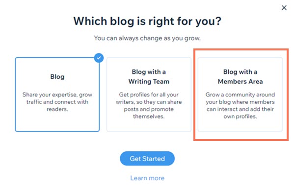 Adding a Member's Area to your site when you add Wix Blog