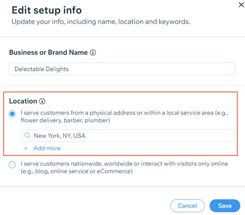 Updating your location in the SEO Checklist