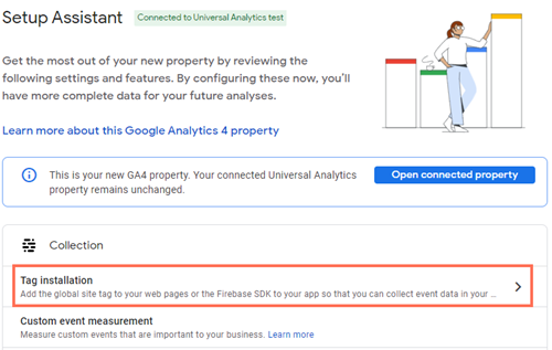 Selecting Tag Installation in the GA4 Setup Assistant