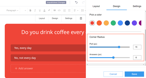Adjusting the corner radius of your poll and answers
