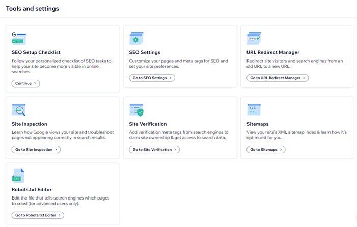 Recursos de SEO do Wix e opções de configurações