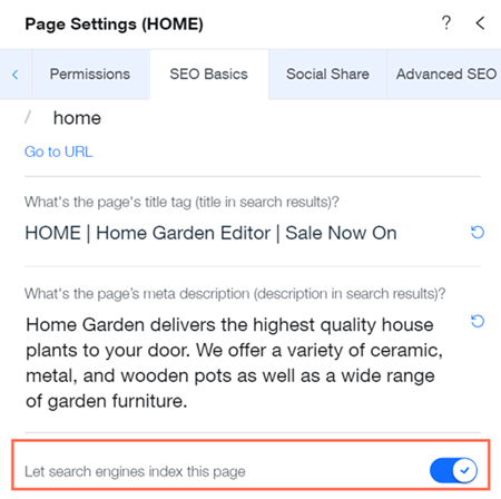 Enabling search engines to index your homepage