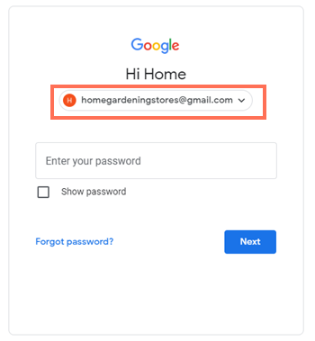 A screenshot of the sign-in window for Google